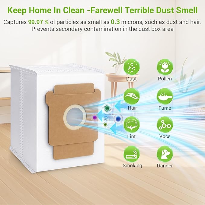 16 Pack Plus 405 Combo Dust Bags for Roomba Essential Q0520/Plus 405 Combo/Plus 505 Combo/Plus 504 Vac/Y0140 Combo/Y0110/Q0120/Q011/104 Combo/105 Combo/105 Vac/Max 705 Vac/205 Vac Dust Bag