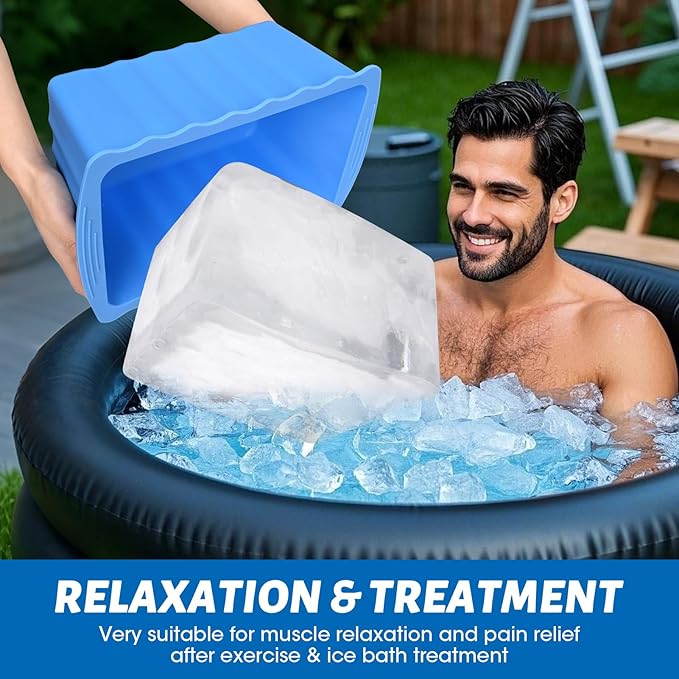 Large Ice Cube Molds 4 Pack - 37LB Silicone Ice Block Mold, Water Chiller for Cold Plunge & Camping | Easy Release, No Collapse Ice Tray for Seafood Fresh Keeping, Durable BPA-Free Freezer Ice Mold