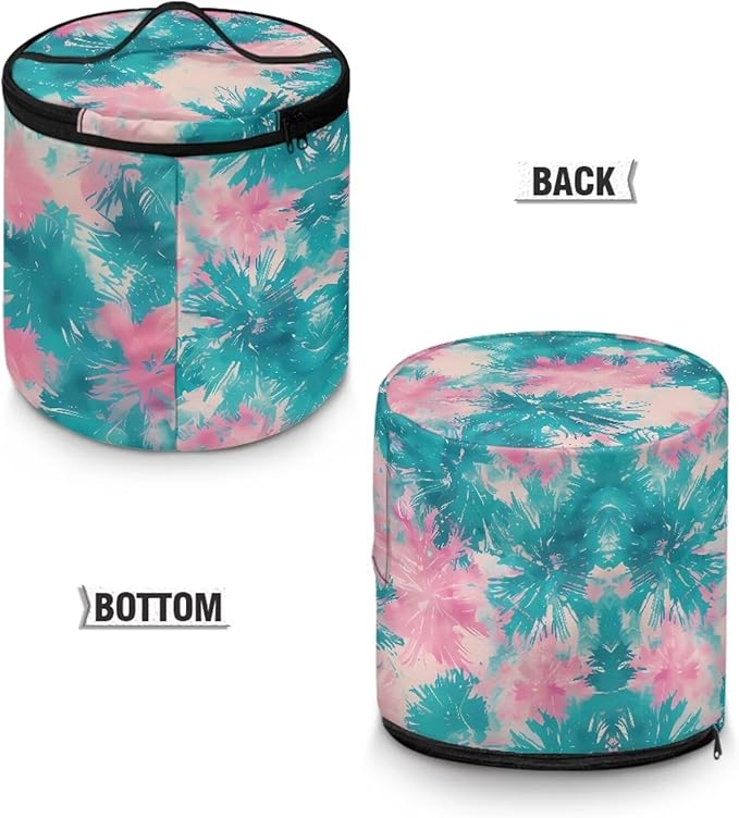 Electric Pressure Cooker Insulation Bag Effective Insulation Electric Cooker Storage Handbag for Housewarming, Green Pink Tie Dye