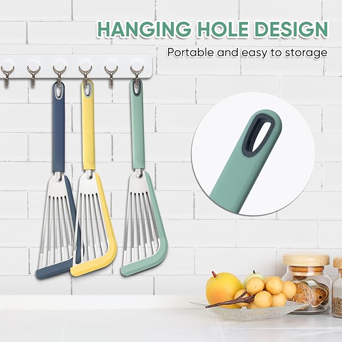 Nonstick Fish Spatula,Maywe Tanso Thin Slotted Spatulas Turner Silicone Fish Spatulas for Nonstick Cookware,High Heat Resistant BPA Free Cooking Utensils,Ideal for Fish,Eggs,Pancakes