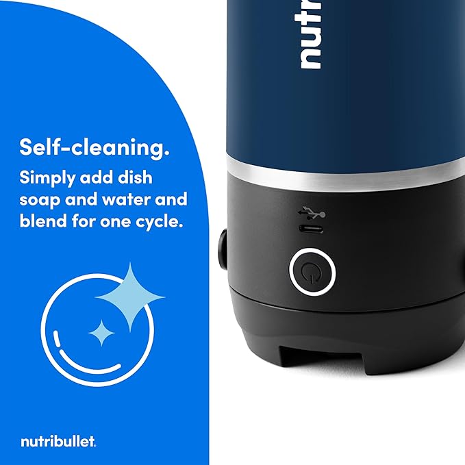 nutribullet Flip Portable Blender with Insulated Cup, Cordless, Matte Indigo, NBPB50350IND