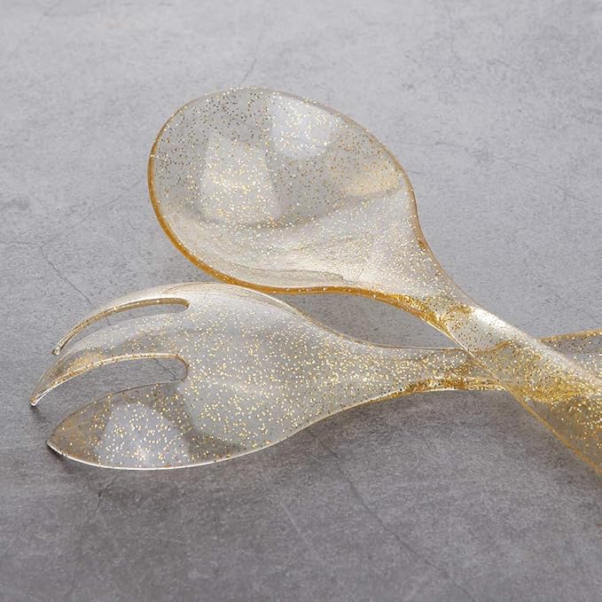 Supernal 72 pcs Plastic Serving Utensils, Gold Plastic Silverware, 24 Serving Spoons 10",24 Serving Forks 10",24 Tongs 6.3", Perfect for Birthday,Party,Wedding