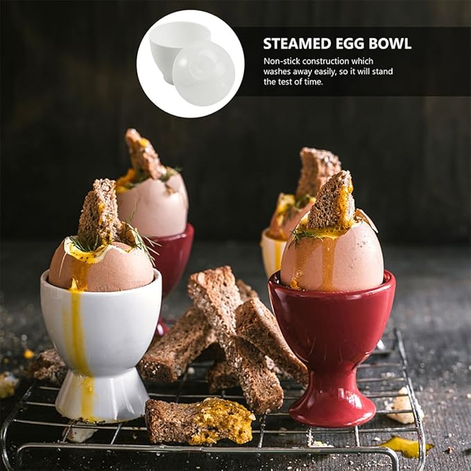 Mikinona 10pcs White Microwave Egg Steaming Cups Egg Holder Mini Cooker for Home Kitchen Steamed Bowls Specialty Cookware