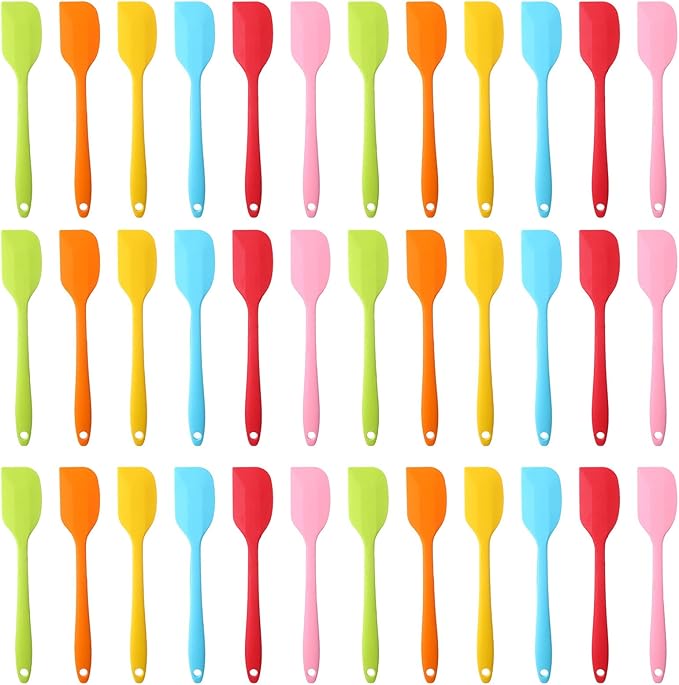 Mini Silicone Spatula - 36Pcs Mini Spatulas for Kitchen Use, 8.3 Inch Small Heat-Resistant Silicone Scrapers, Multicolor Non-Stick Flexible Baking Tools (6 Colors)