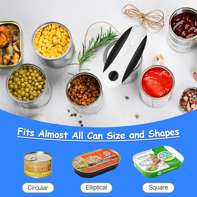Electric Can Opener, Can Opener Electric Fits All Can Sizes, One Touch USB Rechargeable Electric Can Opener for Kitchen and Seniors with Arthritis, Chef, Automatic Can Opener, Portable Kitchen Gadgets