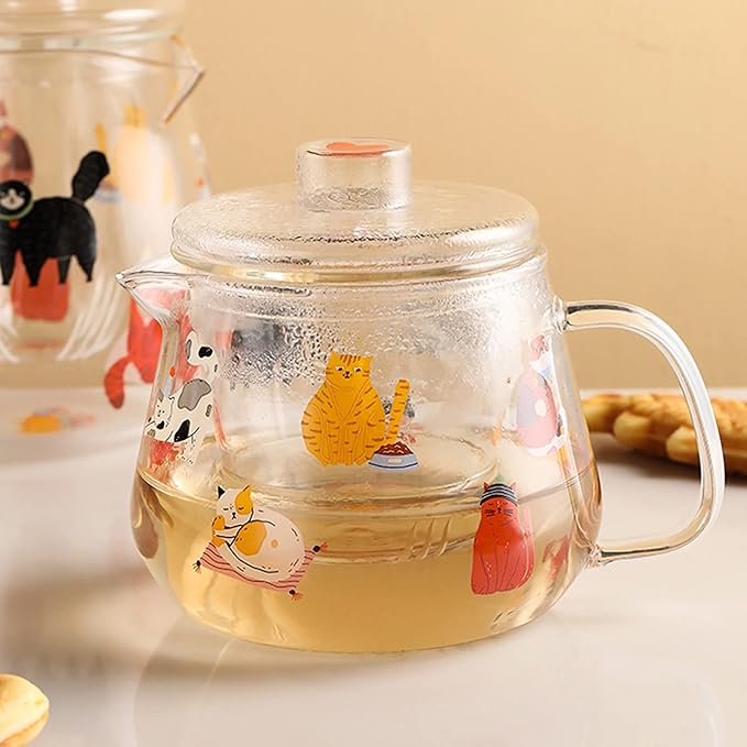 Pitcher Cute Pitcher with Glass Built-in Filter and High Temperature Resistant Cold Water Jug with Handle and Lid for Juice, Milk, Drinks Hot/Cold Water Carafe (Size : L)