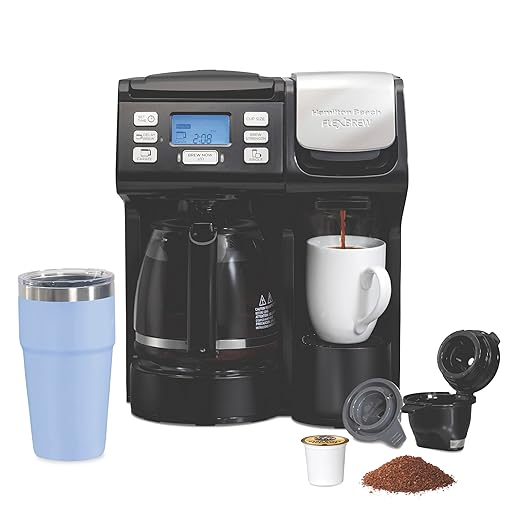 Hamilton Beach FlexBrew Trio 2-Way Coffee Maker, Compatible with K-Cup Pods or Grounds, Combo, Single Serve & Full 12c Pot, Black - Fast Brewing (49902JN)