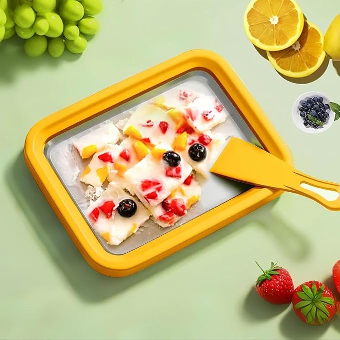 Ice Cream Roll Maker Rolled Ice Cream Machine, Sweet Spot Pan, Instant Cold Plate, Ideal for Making Rolled Ice Cream Soft Serve Slushies Frozen Yogurt Sorbet and Gelato (Vibrant Yellow)