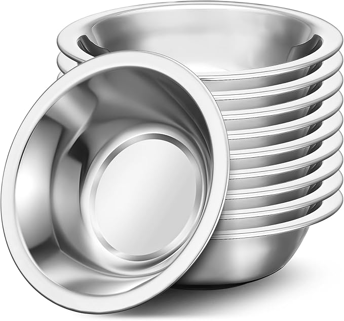 304(18/8) Stainless Steel Mixing Bowls for Kitchen, 10 Pack 7" 21.22 fl.oz Metal Mixing Bowls Set Stackable for Baking Serving Cooking Food Prep Storage Dishwasher Safe Lightweight