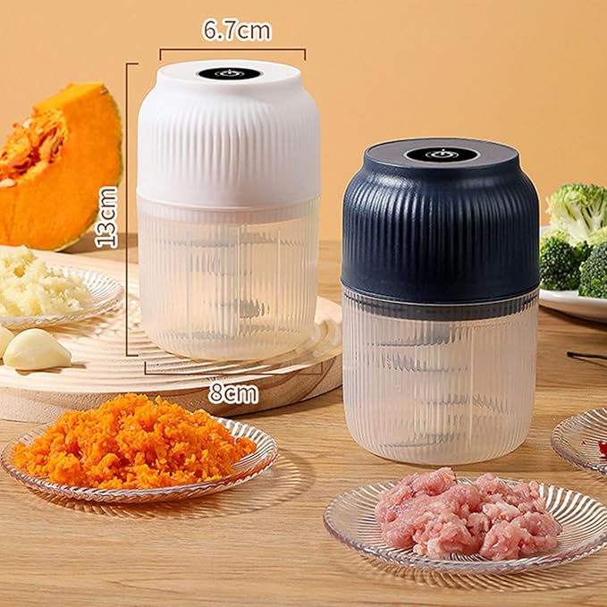 2026 New Electric Garlic Chopper, Mini Portable Veggie Chopper, Small Cordless Garlic Choppers Mincer, USB Rechargeable, 350ML Electric Mini Veggie Cutter for Onion, Garlic, Chili, Ginger (White*2)
