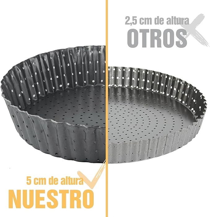 Set of 3 Deep Dish Pie Pan with Removable Bottom - Fluted Carbon Steel Tart Pan for Quiche Lorraine & Pies - Crispy Crust Baking Dish for Home Bakers - 7.87, 9.44 and 11 inches