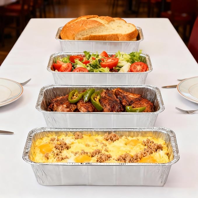 Findful 50 Pack Loaf Pans,2 LB Disposable Aluminum Foil Loaf Pans, 8.5"x4.5"x2.5" Heavy Duty Aluminum Foil Bread Tins Perfect for Banana Bread, Cakes & Meatloaf,Non-Stick, Even Baking, Easy Release