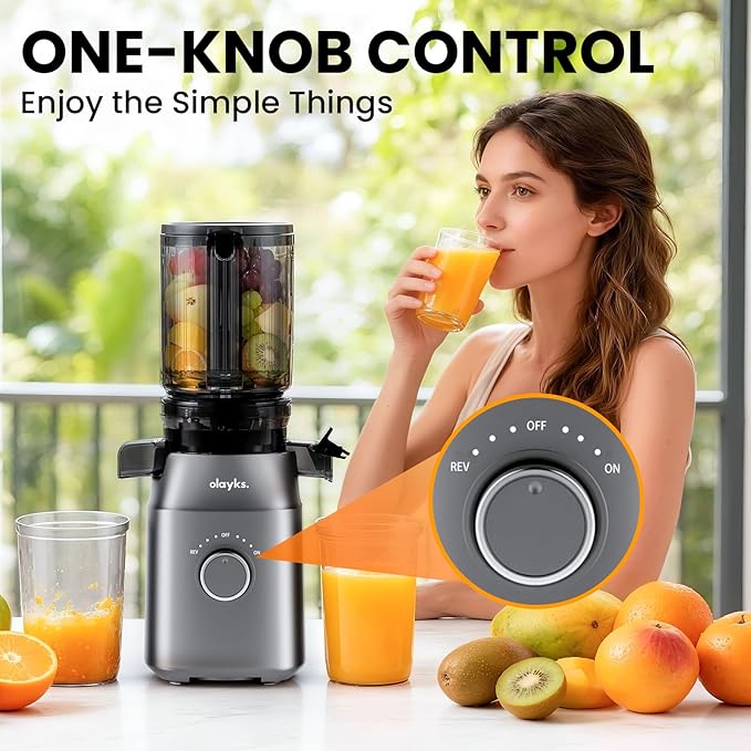 Juicer Machines, Cold Press Juicer for Fruit and Vegetable, Masticating Machine with Juice Recipe, Self Feeding Effortless for Batch Juicing,Easy to Clean,High Juice Yield