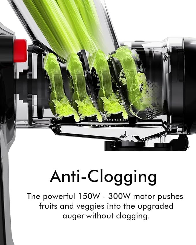 SiFENE Slow Masticating Cold Press Juicer Machines for Fruit & Vegetable, Juice Yield Maker Extractor with Dual Mouth, Quiet Motor & Anti-Clog System, Easy to Clean, BPA Free, Red