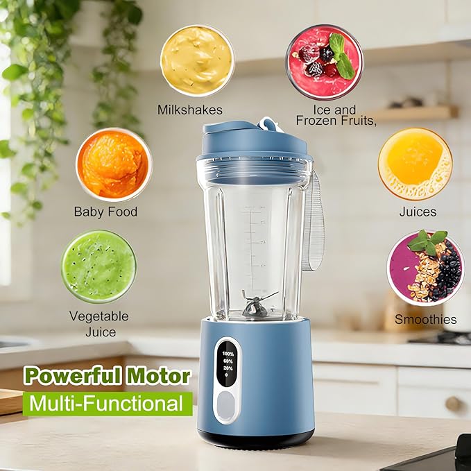 Portable Blender for Smoothies Personal Blender - 500ML Electric Juicer 300 Watt Small Blenders for Shakes and Smoothies Portable juicer for Baby Food, Travel Beach Office Sports