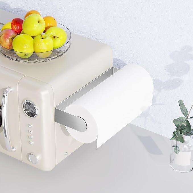 ZUNTO Magnetic Paper Towel Holder for Refrigerator – Strong Magnet Kitchen Paper Towel Rack for Grill, RV & Pantry – Sleek Silver Design