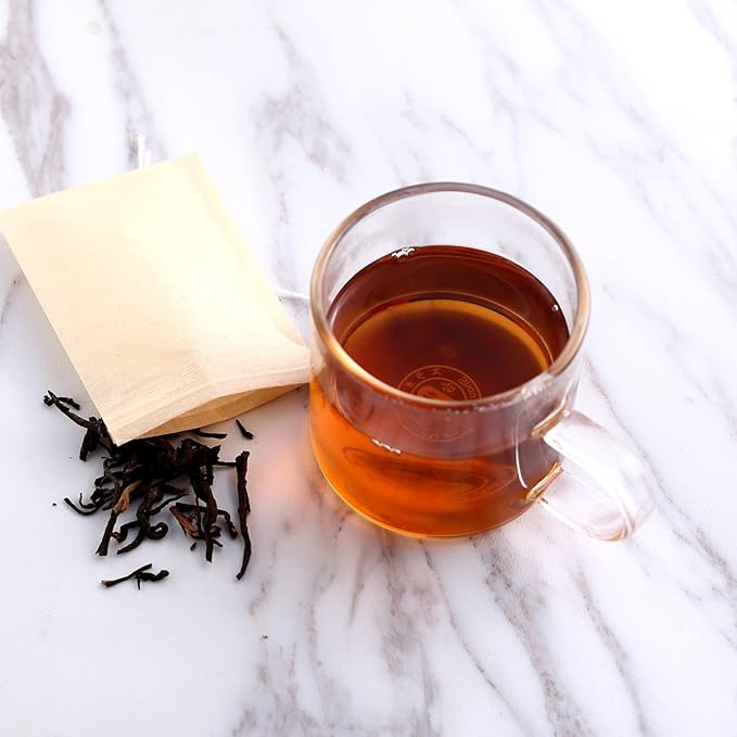 400 Pack Disposable Drawstring Tea Filter Bags Safe & Natural Unbleached Paper Tea Infuser Drawstring Empty Bag for Loose Leaf Tea (5 x 7cm, Natual Color)