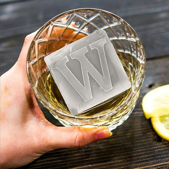 Letter W Monogram Ice Cube Mold Custom Ice Cube Mold 2 Inch Big Initials Silicone Ice Cube Tray Gifts for DAD Gifts for Him