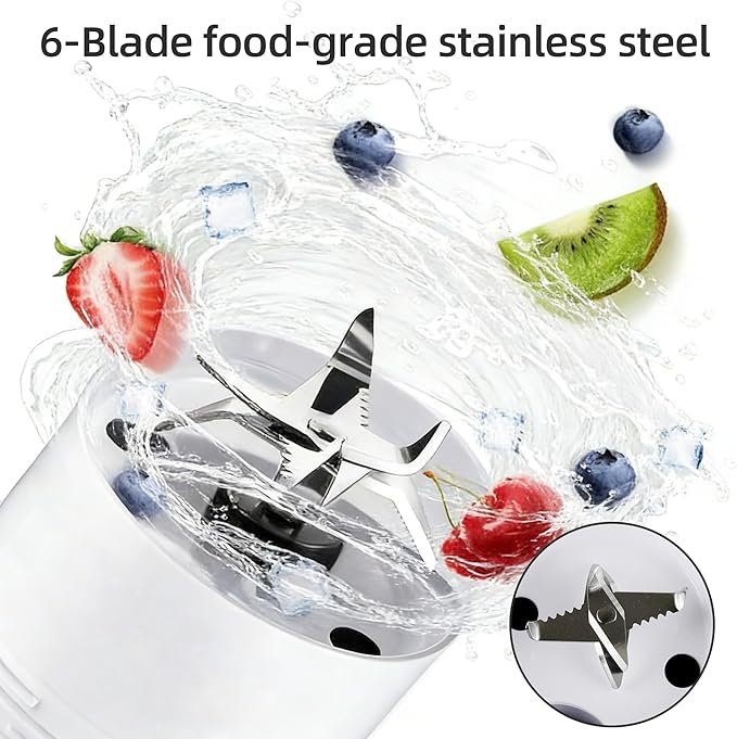 Portable Blender, Cordless, 24 oz Personal Blender - Small Shakes and Smoothie Maker,Mother‘s Day, BPA Free,USB-C Rechargeable (White), Great Gift-Women,Gym Goers,Office Workers & Smoothie Lovers