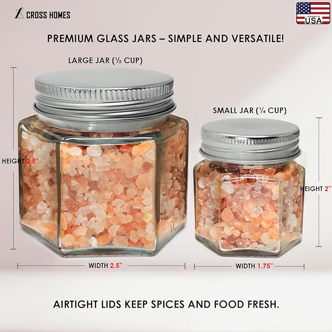 Magnetic Spice Jars Combo Pack 29 Pack (9 Large 4 oz + 20 Small 2 oz) Refrigerator Hexagon Glass Spice Jar Magnetic Lid Shaker Spice Labels Magnetic Glass Spice Container for RV Kitchen Fridge Cabinet