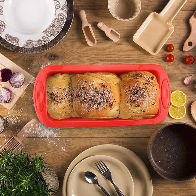 SILIVO Silicone Bread and Loaf Pans (2 Pack) - Nonstick Silicone Baking Mold for Homemade Loaf, Bread and Meatloaf - 8.9x3.7x2.5 inch