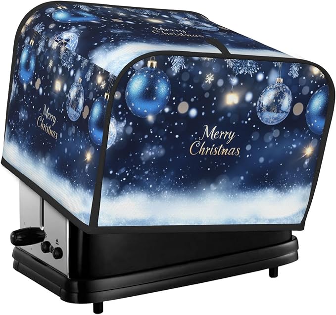 Toaster Cover 4 Slice Christmas Ball Blue Snow Winter Kitchen Small Appliance Covers with Pockets Dust and Fingerprint Protection