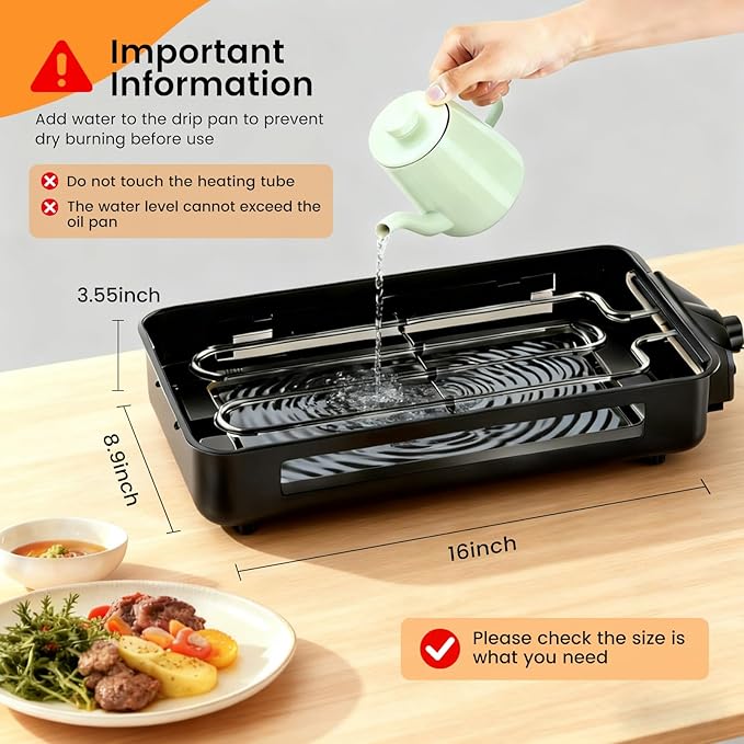 2 in 1 Electric Indoor Grill 1700W - YOHAWJAN Black Smokeless Indoor Grill Pan with Grilling Net & Non-Stick Removable Griddle Plate, Temperature Control Korean BBQ Grill for Kitchen with 3 Cheese Pan