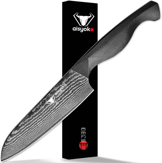 Santoku Knife 5" inches-Japan 8C Super Steel 67 Layer Damascus Steel-Sharp Kitchen Knife-Full Tang ABS Anti-Skid Handle utility knife Cooking Knife with Luxury Gift Box