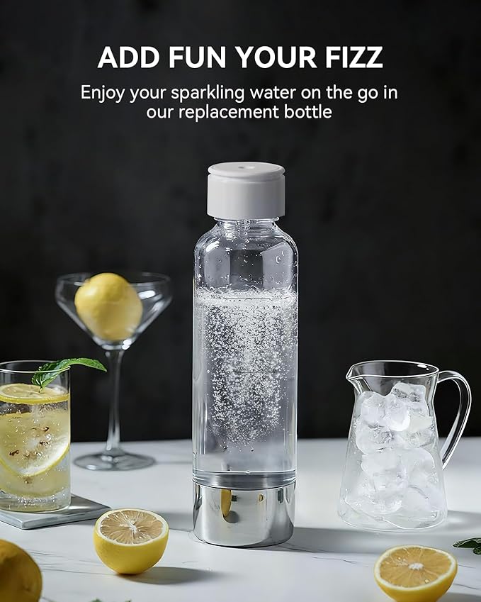 MOKKOM Soda Maker Bottle, 1L Reusable Sparkling Water Bottles, BPA Free PET Carbonating Bottles, Replacement Bottle Compatible Sparkling Water Maker