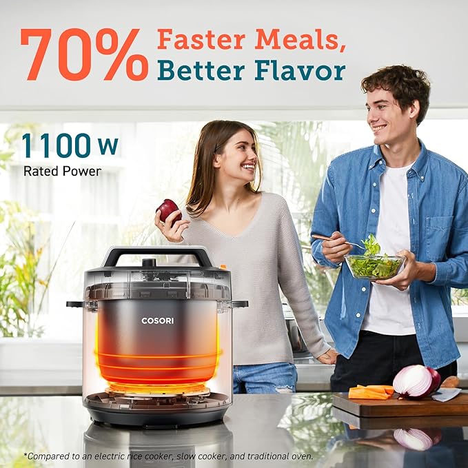 COSORI Electric Pressure Cooker 6 Quart, 9-in-1 Instant Multi Cooker & Air Fryer TurboBlaze 6.0-Quart Compact Airfryer that Roast, Bake, Proof, 9 Functions