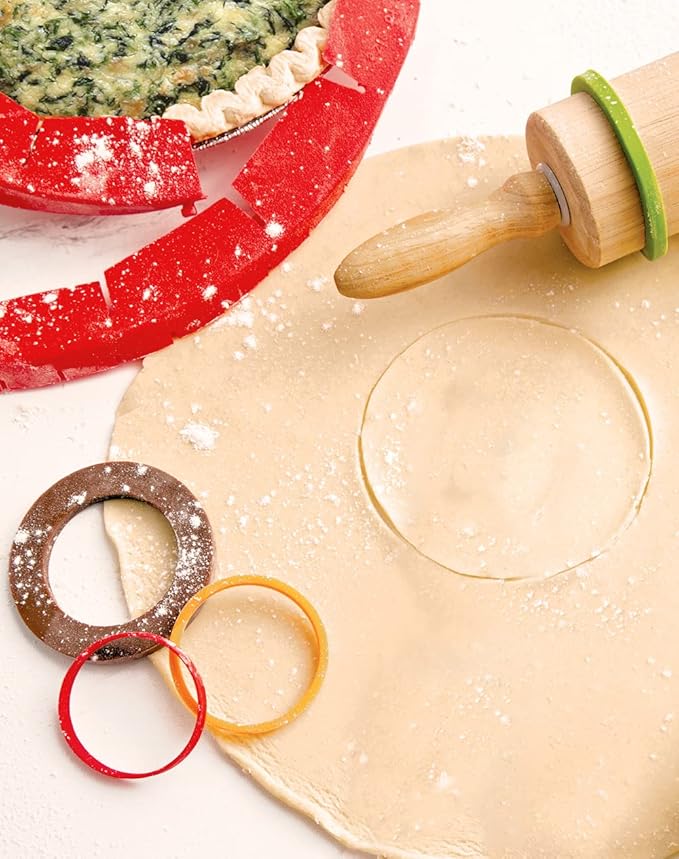 Talisman Designs Silicone Rolling Pin Bands | 8 Piece Set | Ensure Dough Thickness | Baking Accessories | Rolling Pin Thickness Rings