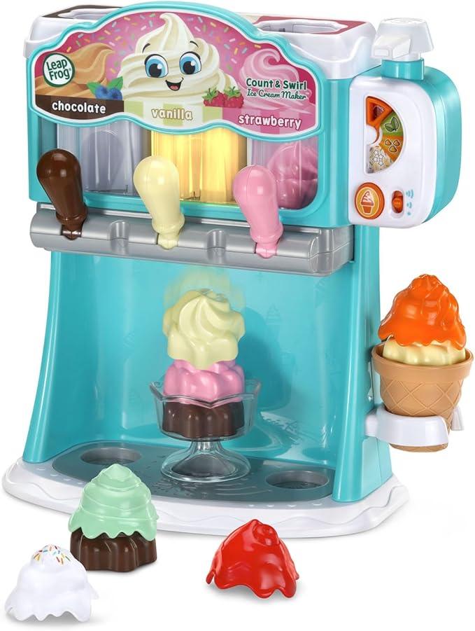 LeapFrog Count and Swirl Ice Cream Maker Playset for Kids Ages 2 Years and up, Blue