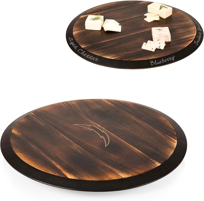 PICNIC TIME NFL Unisex NFL Lazy Susan Serving Tray, Wooden Turntable Round Charcuterie Board, Cheese Serving Platter