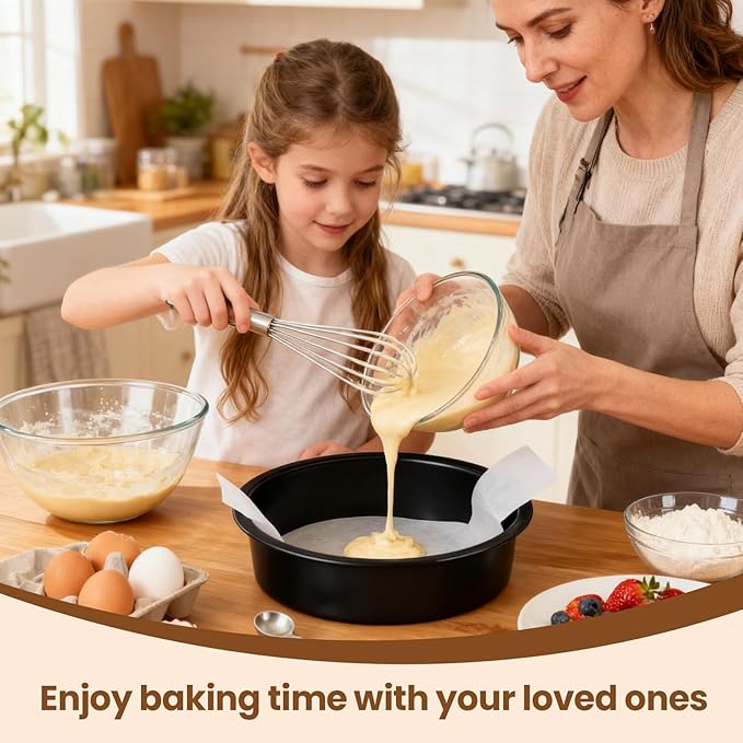 9 Inch Cake Pan Set of 2 - Nonstick Carbon Steel Round Cake Baking Pans with Parchment Paper, Dishwasher Safe, Durable for Large Layer Cakes, Birthday & Christmas Baking