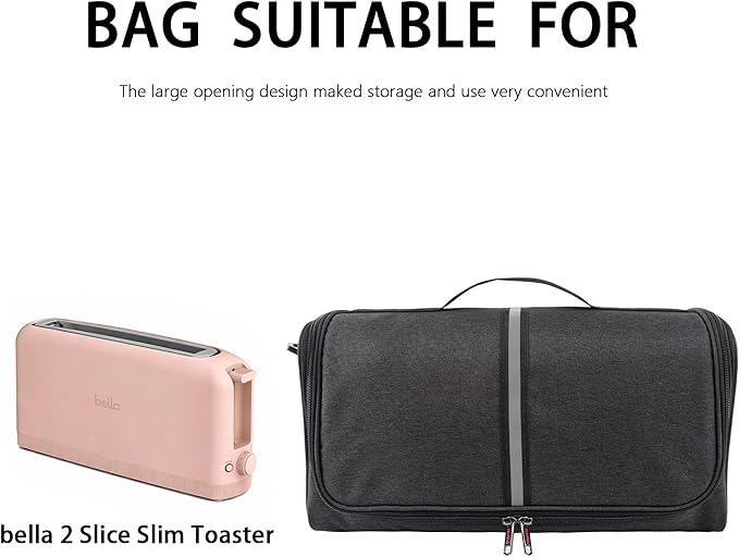 Bella Travel Toaster Carry Bag for 2 Slice, Portable Kitchen Appliance Cover with Strap, Dustproof Protective Storage Case - Dark Gray