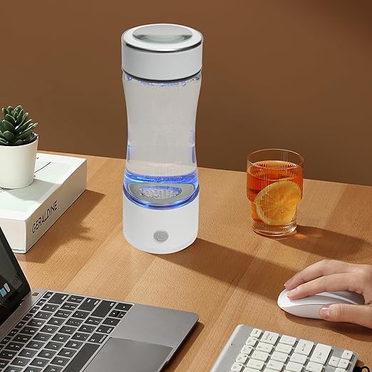 Hydrogen Water Generator Bottle, Portable Rechargeable Ionizer Machine,Improve Water in 3 Minutes, for Home, Office, Travel, Daily Drinking (White)