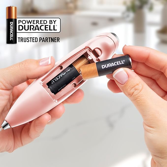 Zulay Kitchen Powerful Milk Frother Wand With 4 AA Duracell Batteries - Ultra Fast Handheld Drink Mixer - Electric Whisk Foam Maker for Coffee, Lattes, Cappuccino, Matcha & Creamer - Pink Salt
