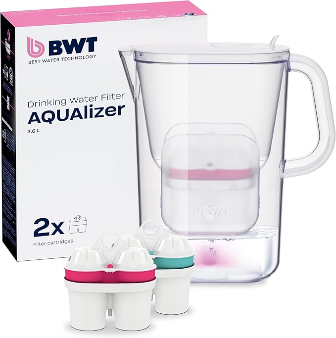 BWT AQUAlizer Baselight, 2.6 Liter, Water Mineralizer & Filtration Jug - Includes 2 Filters (Magnesium & Zinc) Enricher Cartridge, for Tea & Coffee Water, Prevents limescale, removes Lead & Chlorine