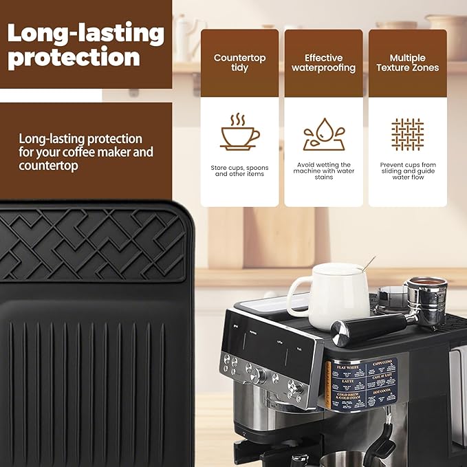 Top Mat Compatible with Ninja Luxe Coffee Espresso Machine ES601& ES701, Silicone Protective Top Cover, Shields Surface from Scratches, Waterproof Non-Slip, Easy to Clean (BLACK)