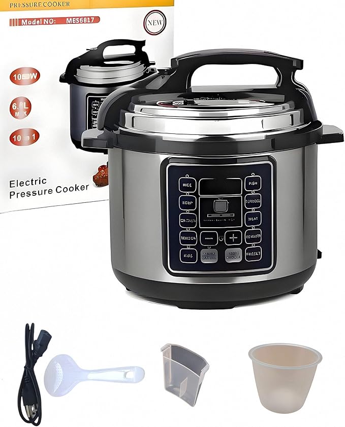 Electric Pressure Cooker, 5 Quart Stainless Steel Multi-Function Electric Cooker, Slow Cooker With 24-Hour Reservation Function, Suitable For Meat, Cake, Congee, Rice, etc., Black