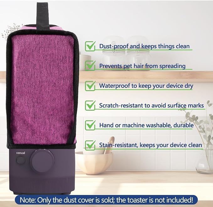 Cover for Bella 2 Slice Slim Toaster,Heat-Resistant Dustproof Waterproof Kitchen Heavy Protection Appliances Case Covers with Handle,for Bella 2 Slice Slim Toaster,Women/Mother's Day Gift (Purple)