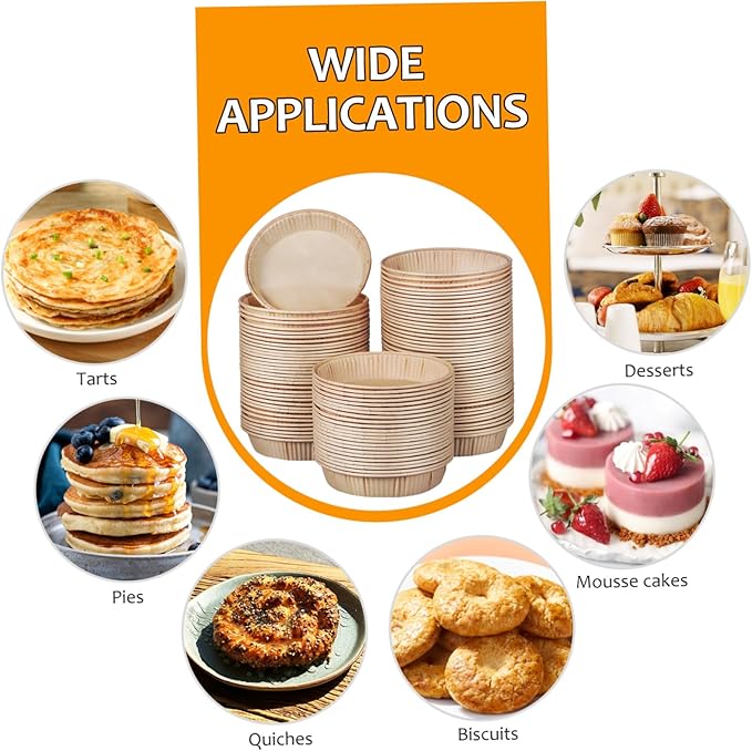 200pcs Madeleine Pan Mini Tart Pans for Baking Round Bottom Tart Trays Oven Microwave Safe Non-stick Cups