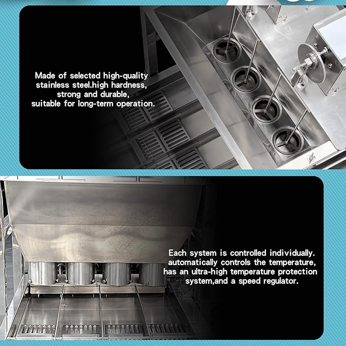 Kolice Commercial Heavy Duty Automatic 4 Rows Donuts Maker Machine/Doughnut Making Machine/Donut Maker- 500-1800 pcs/hour, 12 pcs of Molds, Timer and Temperature Control, Donut Dia. 2"-4.72"