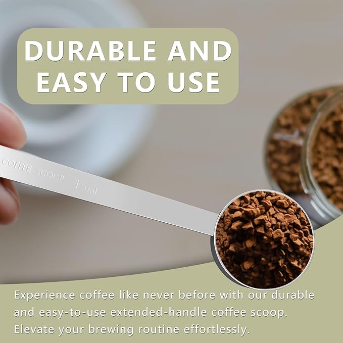 LEIFENY 1PCS 2 Tablespoon Coffee Scoop, Long Handle Measuring Spoon, Two tbsp (30ml, 1/8cup) Stainless Steel Scooper