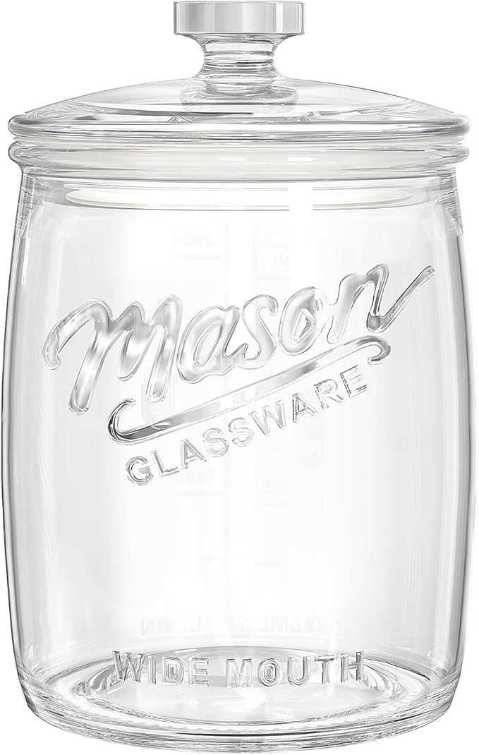 Folinstall 1 Gallon Glass Cookie Jar, Large Glass Jar with Airtight lid, Glass Food Storage Container for Cookies, Candy, Flour, Dog Treats, Coffee, Laundry Room Storage & Pantry