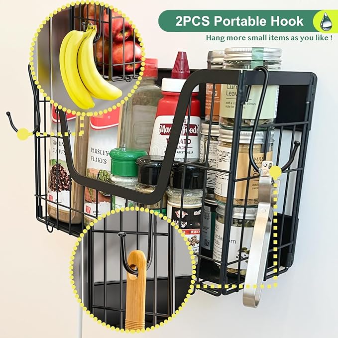 Magnetic Spice Rack for Refrigerator, Fridge Organizers and Storage, Pantry Organizers & Storage, Magnetic Shelf for Refrigerator, Laundry Room Organization, Magnetic Wall Shelf (White)