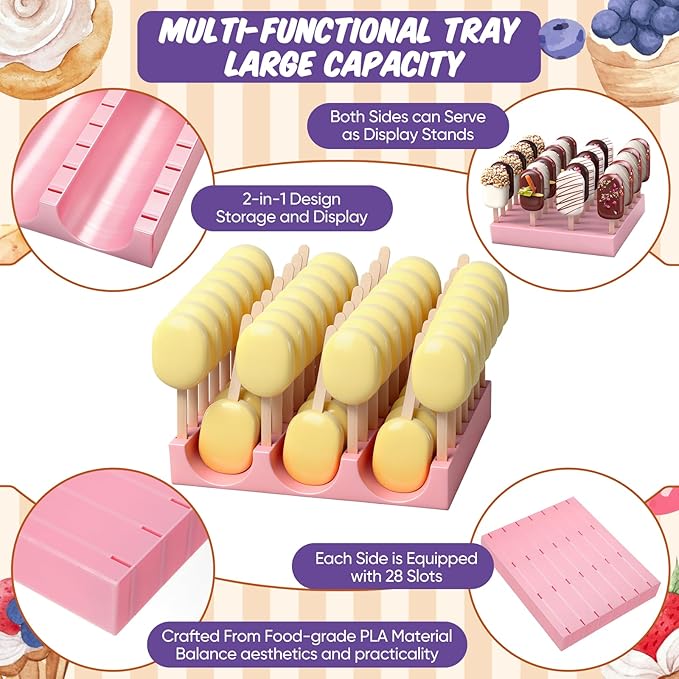 1 Set Cutter, Cake Pop Mold, Cake Pop Cutter and Pusher Press Set with Tray and 3 Types of Packaging Accessories, Baking Tools for Home, Birthday, Parties, Wedding Desserts(2 Pcs,Cakesicle)