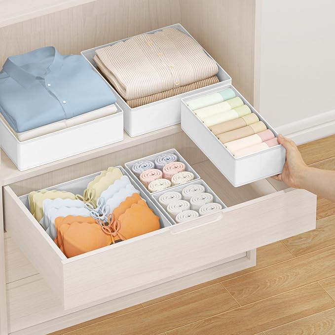 DIMJ Drawer Organizer Clothes Storage - 20 Pack Baby Dresser Organizer for Nursery, Foldable Closet Drawer Organizer Bins for Bedroom Organization, Fabric Storage Dividers for Socks, Underwears, Bras