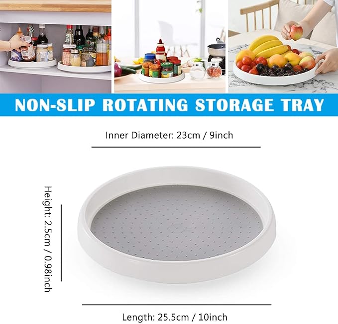 Roninkier Lazy-Susan Spice Rack Organizer - Rotating Storage Turntable for Kitchen, Pantry, Cabinet, Refrigerator, Countertop
