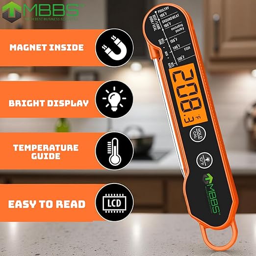 Instant Read Meat Thermometer for Cooking | Waterproof IP66 & Ultra Fast | Digital Food Thermometer for Grill, Kitchen, BBQ Smoker,(∘C/∘F Switchable)